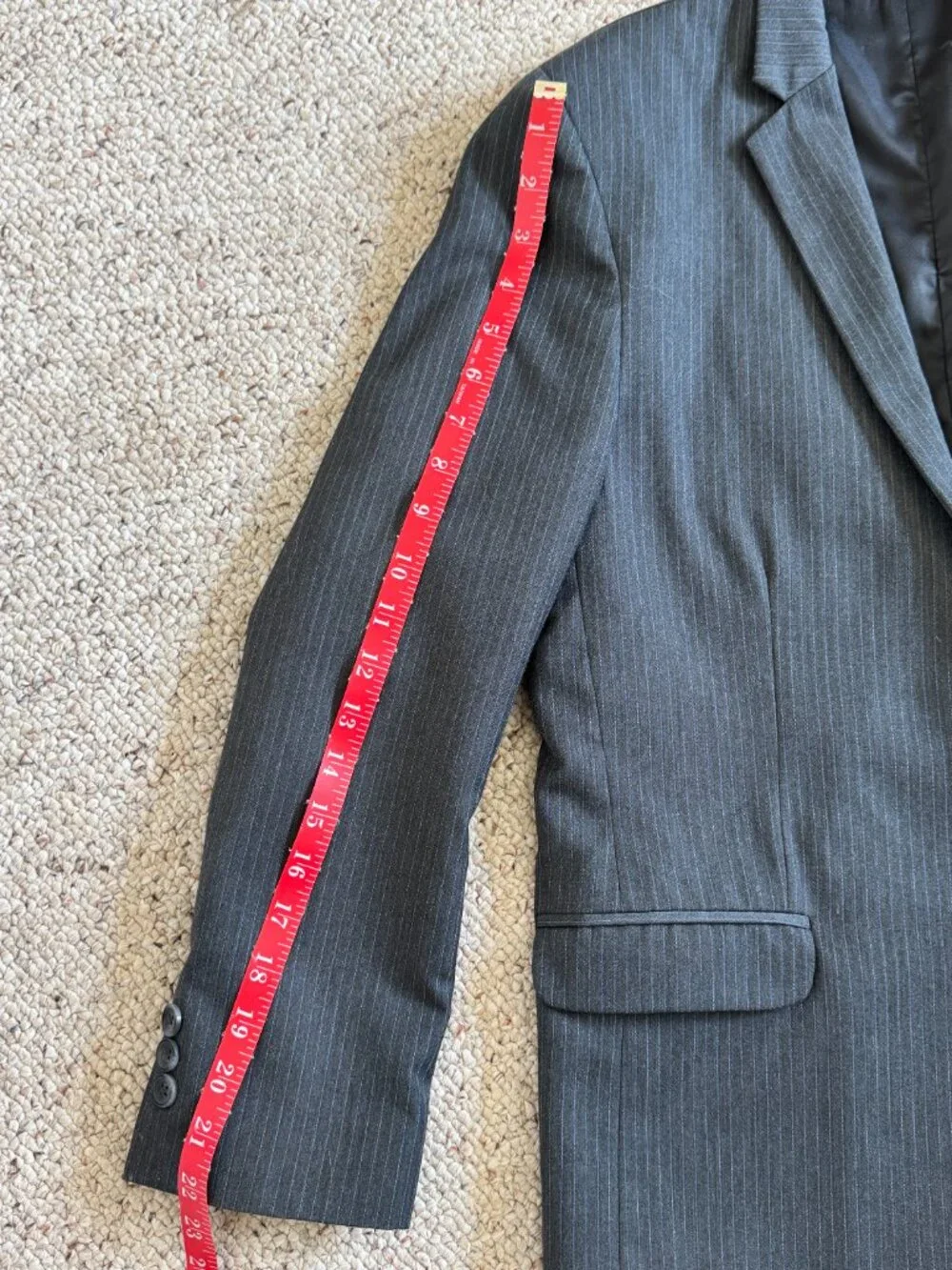Boys Suit Jacket Calvin Klein Grey Pinstripe Sz 16 Regular